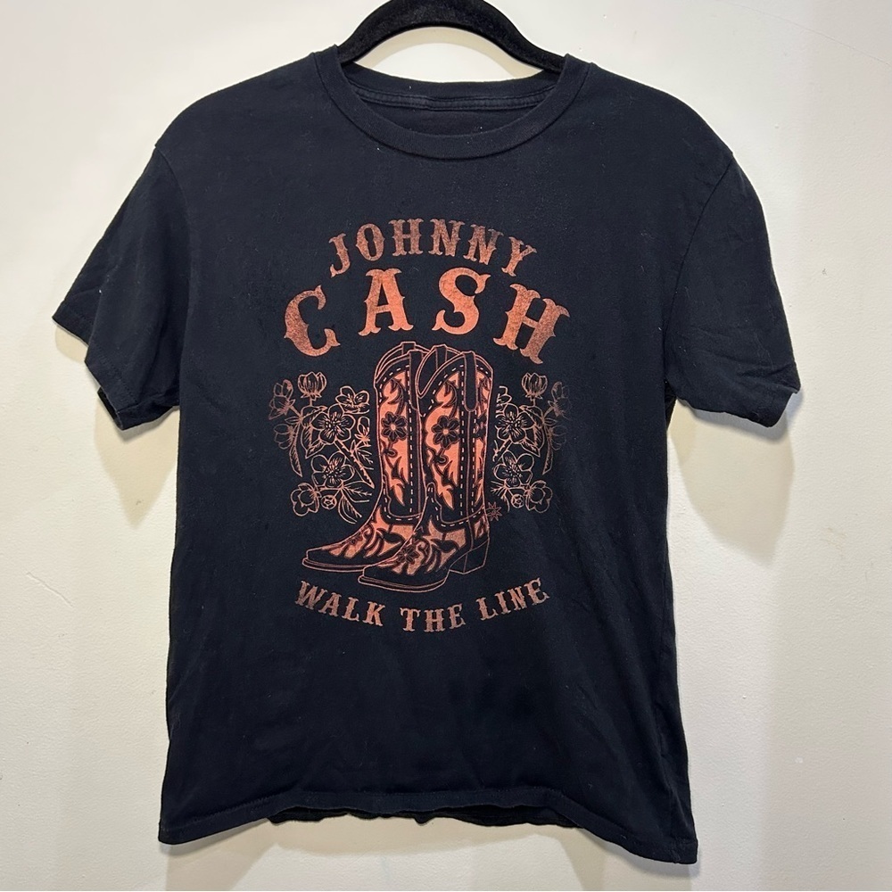 Johnny Cash Black & Orange Walk the Line Short Sleeve T-Shirt Size XS